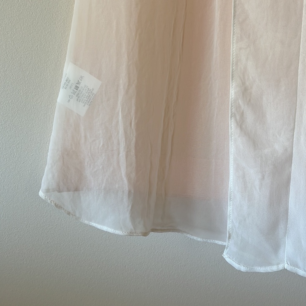 CUE Peach White High Neck Sheer Back Sleeveless Tank Top Blouse - Picture 11 of 13